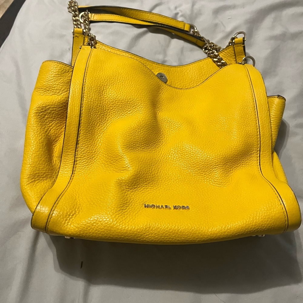 Michael Kors yellow shoulder bag with gold hardware